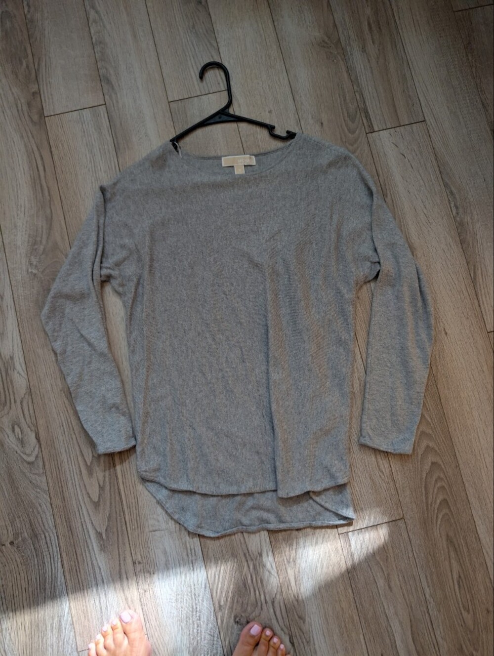 Michael Kors Light Heather Gray Long Sleeve Turtleneck-Style Top